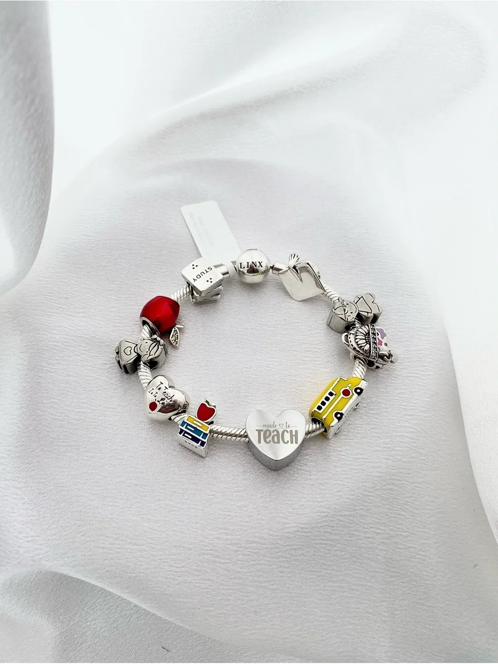 Linx Snake Chain Bracelet with Personalized Teacher Themed Charms